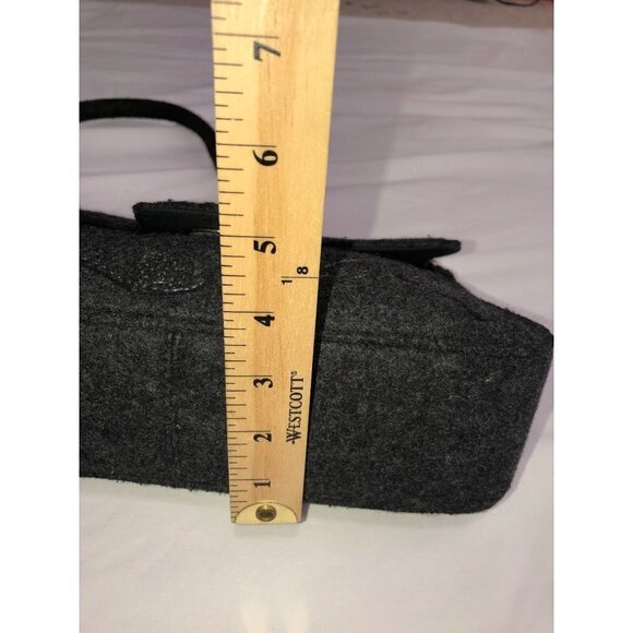 Handbag Gray Textured Leaves Fabric Shoulder Bag Purse Fall Felted Liz Claiborne - Picture 11 of 12